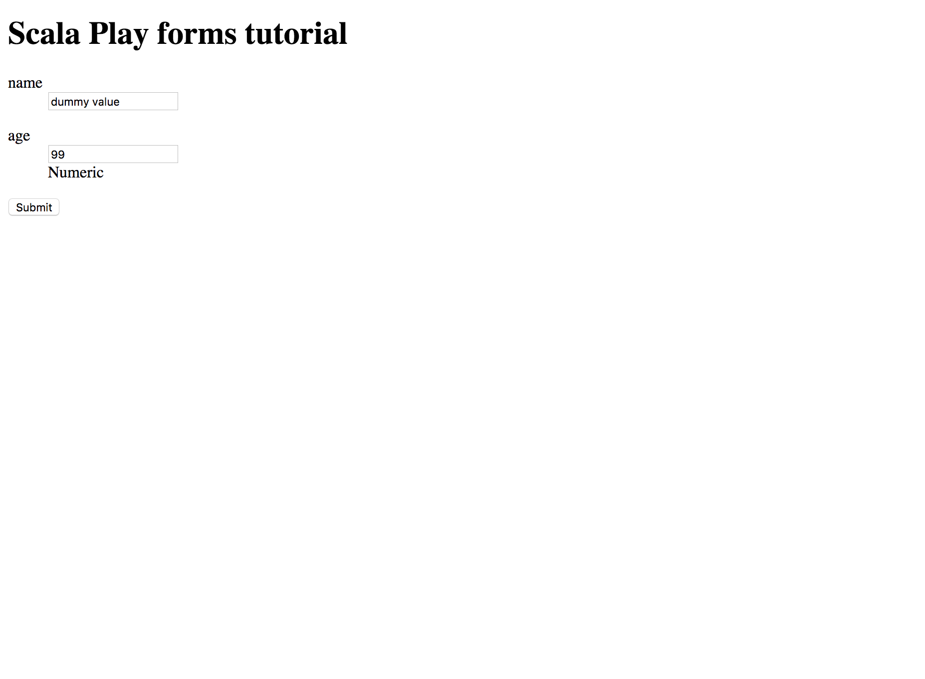 Error form using Play framework